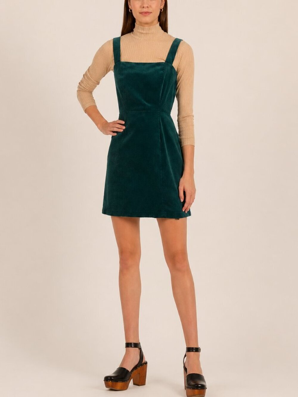 Copper Key Teal Corduroy Mini Dress A Line Retro Fall Y2K Sleeveless Medium